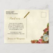 Victoriaans Rozen Bruiloft Bewaar de Datumkalender Aankondigingskaart (Achterkant)