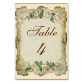 Victoriaans Rozen Cream Trouwtafel Kaart (Achterkant)