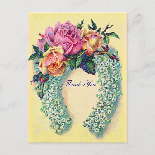 Victoriaans Rozen Dank u Briefkaart (Voorkant)