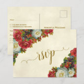 Victoriaans Rozen Elegante herfstbruiloft RSVP Briefkaart (Voorkant / Achterkant)