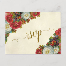 Victoriaans Rozen Elegante herfstbruiloft RSVP Briefkaart