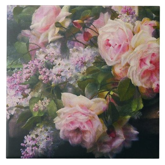 Victoriaans Rozen en Lilacs Tegeltje (Voorkant)