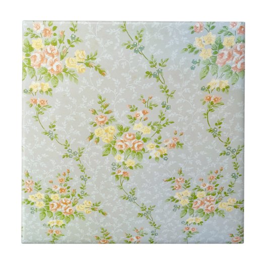 Victoriaans Rozen en wijnstokken keramische tegels Tegeltje (Voorkant)