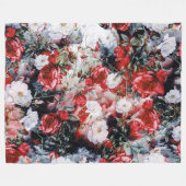 Victoriaans Rozen Floral rood zwart Fleece Deken (Voorkant (Horizontaal))