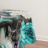 Victoriaans Rozen Floral turquoise blauwgroen zwar Tafelkleed (Voorbeeld)