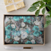 Victoriaans Rozen Floral turquoise blauwgroen zwar Tissuepapier (Geschenk)