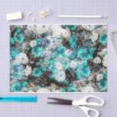 Victoriaans Rozen Floral turquoise blauwgroen zwar Tissuepapier (Craft)