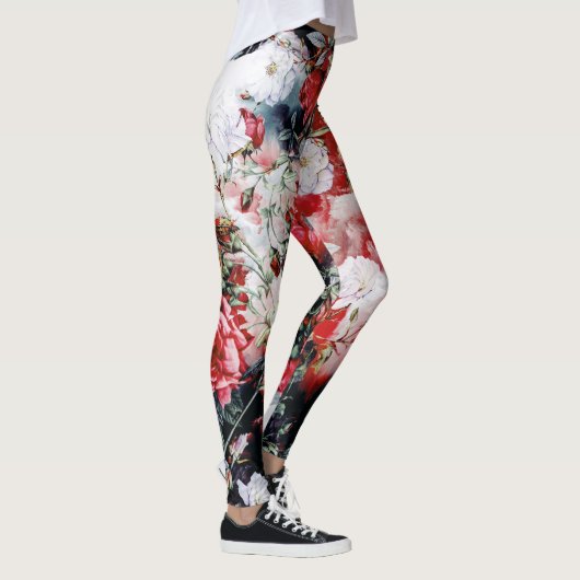 Victoriaans Rozen Grieks-witte zwarte yoga Leggings (Rechts)