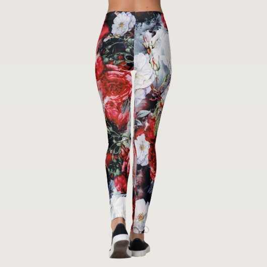 Victoriaans Rozen Grieks-witte zwarte yoga Leggings (Achterkant)