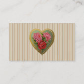 Victoriaans Rozen hart en gestreepte linnen Visitekaartje (Achterkant)