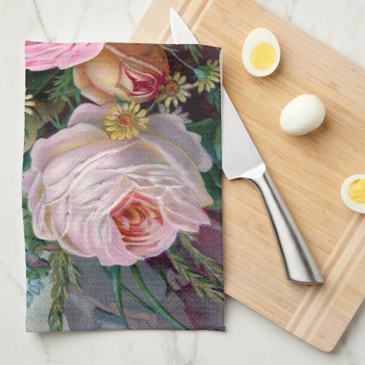  Victoriaans Rozen keukenhanddoek (Quarter Fold)