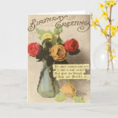 Victoriaans Rozen Liefdevolle Verjaardag Wenskaart Kaart (Gele Bloem)