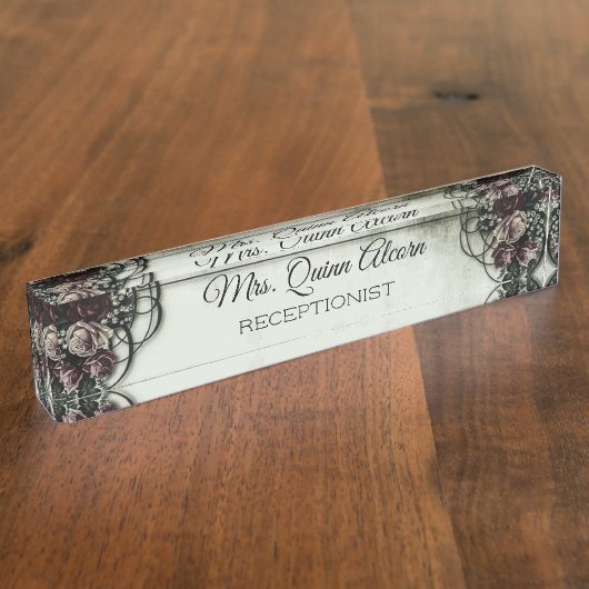 Victoriaans rozen met chemische naam bord naambordje (Zijkant)