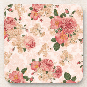  Victoriaans Rozen op Roze Damask Onderzetter
