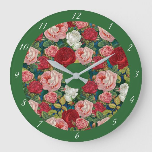 Victoriaans Rozen Rode roze groen Grote Klok (Voorkant)