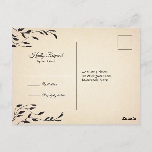 Victoriaans Rozen RSVP Briefkaart (Achterkant)