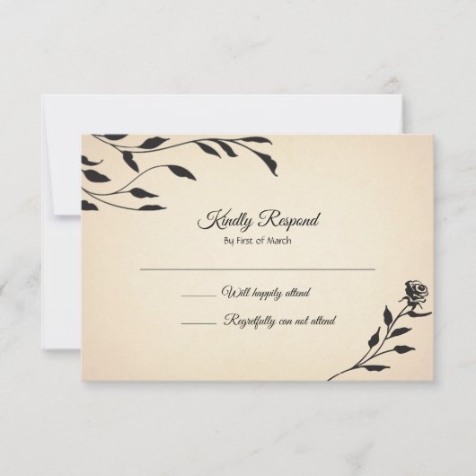 Victoriaans Rozen RSVP Kaartje (Voorkant)