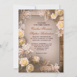 Victoriaans rozen  rustieke huwelijksuitnodigingen kaart