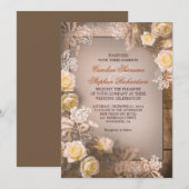 Victoriaans rozen rustieke huwelijksuitnodigingen kaart (Voorkant / Achterkant)