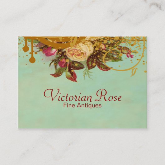 Victoriaans Rozen stalen Visitekaartjes (Voorkant)