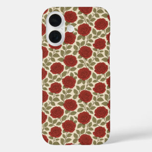 Victoriaans Rozen Tuin Rode Roos Bloemen iPhone 16 Hoesje