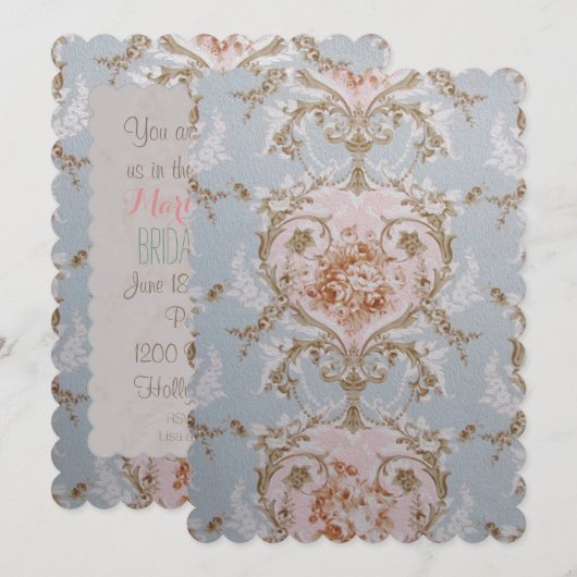 Victoriaans Rozen - Uitnodigingen / RSVP (Voorkant / Achterkant)