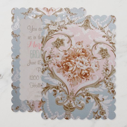 Victoriaans Rozen - Uitnodigingen / RSVP-bruiloft (Voorkant / Achterkant)