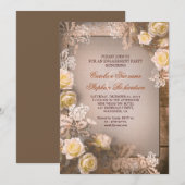 Victoriaans rozen  verlovingsfeest nodigt uit kaart (Voorkant / Achterkant)