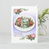 Victoriaans Rozen Vinatge Art Invitation Sjabloon Kaart (Staand voorkant)