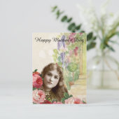 Victoriaans Rozen Vrouw Briefkaart (Staand voorkant)