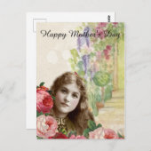 Victoriaans Rozen Vrouw Briefkaart (Voorkant / Achterkant)