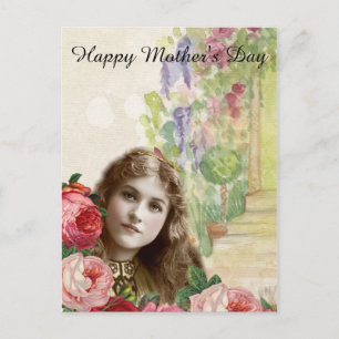 Victoriaans Rozen Vrouw Briefkaart