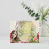 Victoriaans Rozen Vrouw Briefkaart (Staand voorkant)