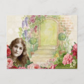 Victoriaans Rozen Vrouw Briefkaart (Voorkant)
