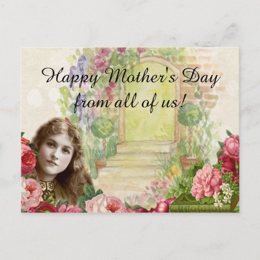 Victoriaans Rozen Vrouw deur Briefkaart (Voorkant)