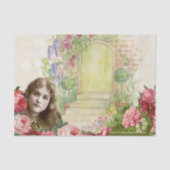 Victoriaans Rozen Vrouw Tissuepapier (Voorkant)
