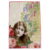 Victoriaans Rozen Vrouw Ventilator Gift Bag Medium Cadeauzakje (Achterkant)