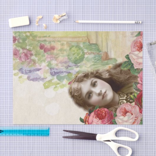 Victoriaans Rozen Vrouw Weefselpapier Tissuepapier (Craft)