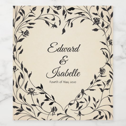 Victoriaans Rozen Wijn Etiket (Enkel label)