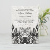 Victoriaans Rozen zwart-wit Vrijgezellenfeest Kaart (Staand voorkant)