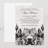 Victoriaans Rozen zwart-wit Vrijgezellenfeest Kaart (Voorkant / Achterkant)