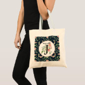 Victoriaans rozendessin monogram, trouwdatum tote bag (Voorkant (product))