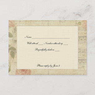 Victoriaans rsvp voor muziek en Roos met enveloppe