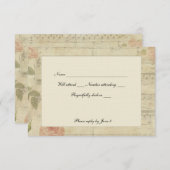 Victoriaans rsvp voor muziek en Roos met enveloppe (Voorkant / Achterkant)