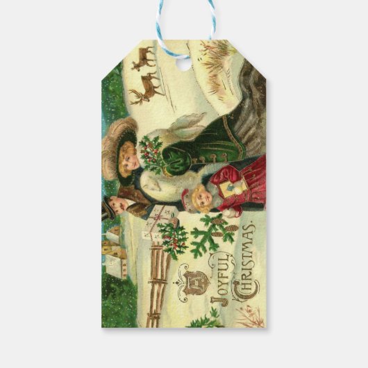 , Victoriaans, rustiek, kerst, patroon, Cadeaulabel (Achterkant)