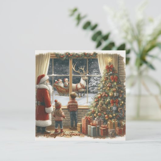 Victoriaans rustieke kerst Kaart (Staand voorkant)