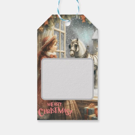 Victoriaans rustieke kerst Kaart Cadeaulabel (Achterkant)