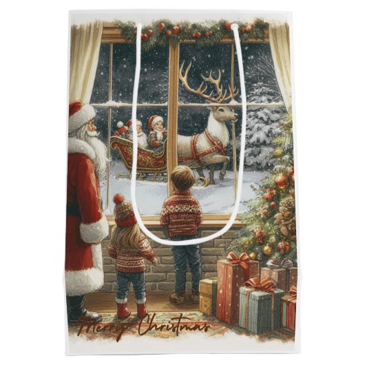 Victoriaans rustieke kerst Kaart Medium Cadeauzakje (Achterkant)