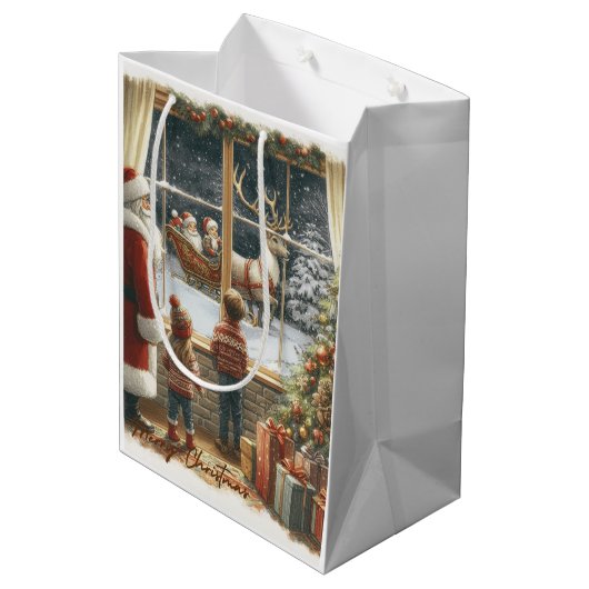 Victoriaans rustieke kerst Kaart Medium Cadeauzakje (Achterkant Gekanteld)