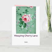  Victoriaans Sage Green Floral Wallpaper Card Kaart (Achterkant)